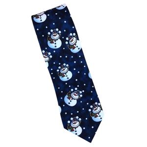 Hallmark Special Ties Made in Usa Navy, Black, Blue Snowman Holidays Necktie